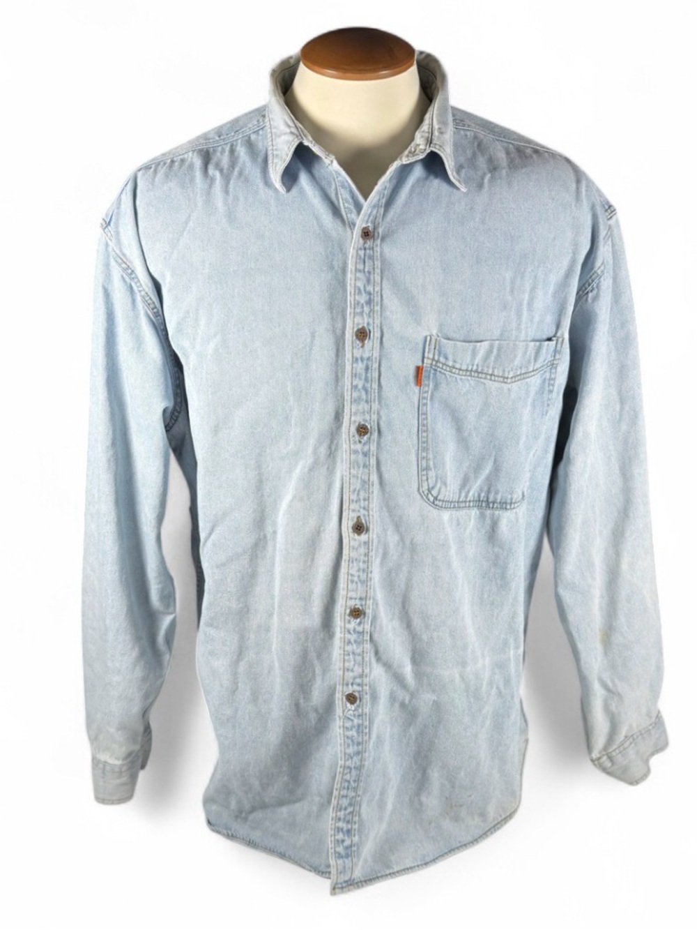 Vintage 90s Levi’s Orange Tab Light Wash Denim Shirt Men’s XL Single Stitch